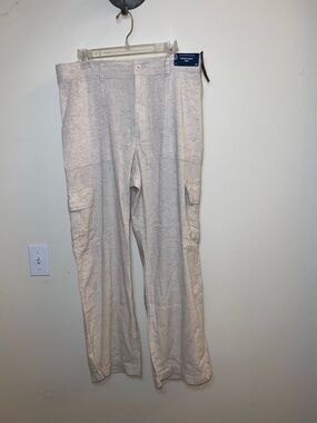 Hollister Ultra High Rise Vintage Baggy Cargo Pants NWT XL Linen Blend